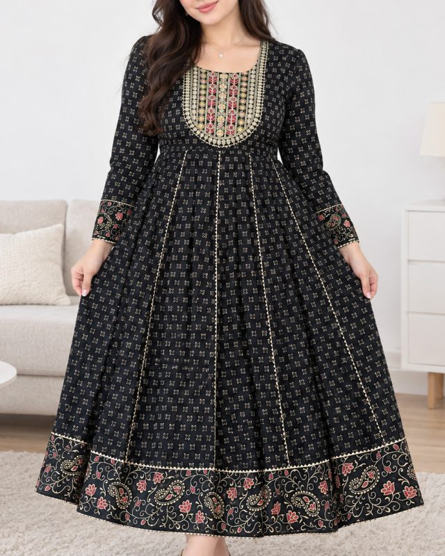 پیراهن زنانه کورتی حاشیه ترمه 7701 - تصویر 2