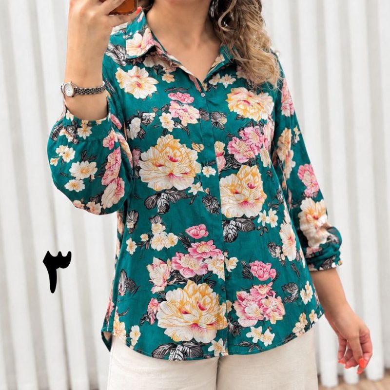 شومیز طرح دار خارجی دبی SH7723 - تصویر 11