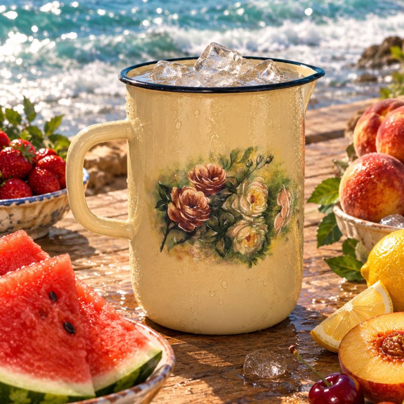 پارچ 2 لیتری لعابی روس رز سبز 7722 - تصویر 4